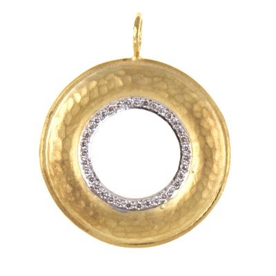 14KT Yellow Textured Circle