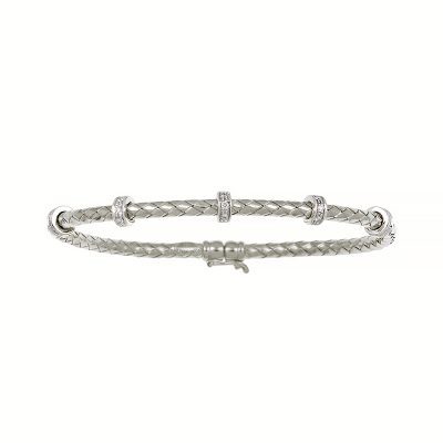 18KT White Shiny Woven With Diamond