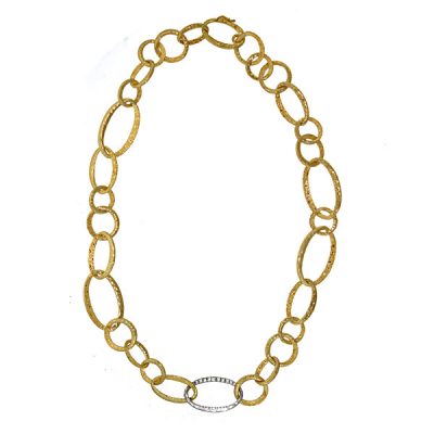 18KT W & Y Textured Link