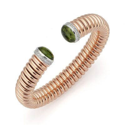 18KT Pink Cuff W/ Green Tourmaline